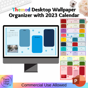 12 Month Themed Desktop Wallpaper Organizer w/ Calendar
