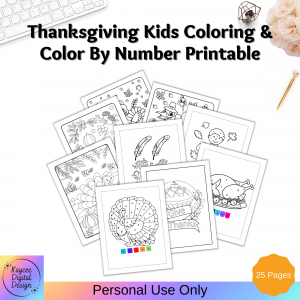 Thanksgiving Kids Coloring & Color By Number Printable