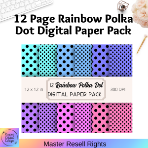12 Page Rainbow Polka Dot Digital Paper Pack (V1) - MRR