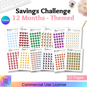 Savings Challenge: 12 Months - Themed