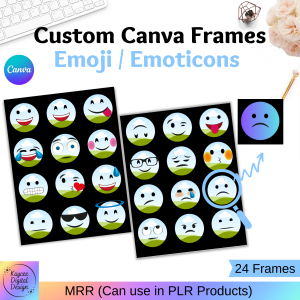 Emojis / Emoticons - 24 Custom Canva Frames
