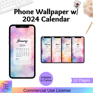 Phone Wallpaper with 2024 Calendar