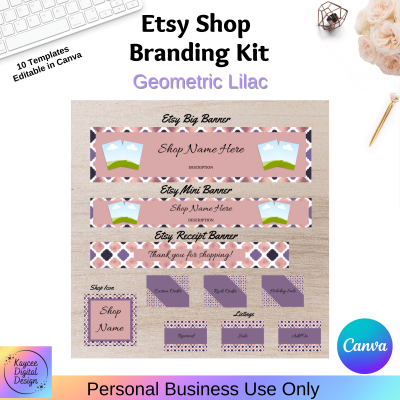 Geometric Lilac Etsy Shop Branding Kit