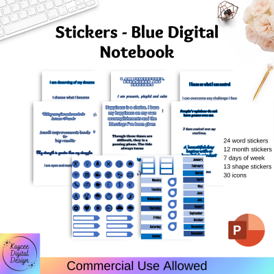 Stickers - Blue Digital Notebook PowerPoint Sticker Template