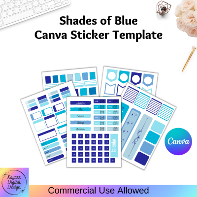 Shades of Blue Canva Stickers
