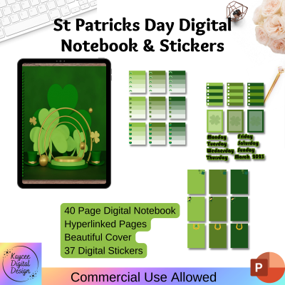 St Patricks Day Digital Notebook & Stickers