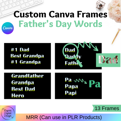 Father's Day Words - 13 Custom Canva Frames